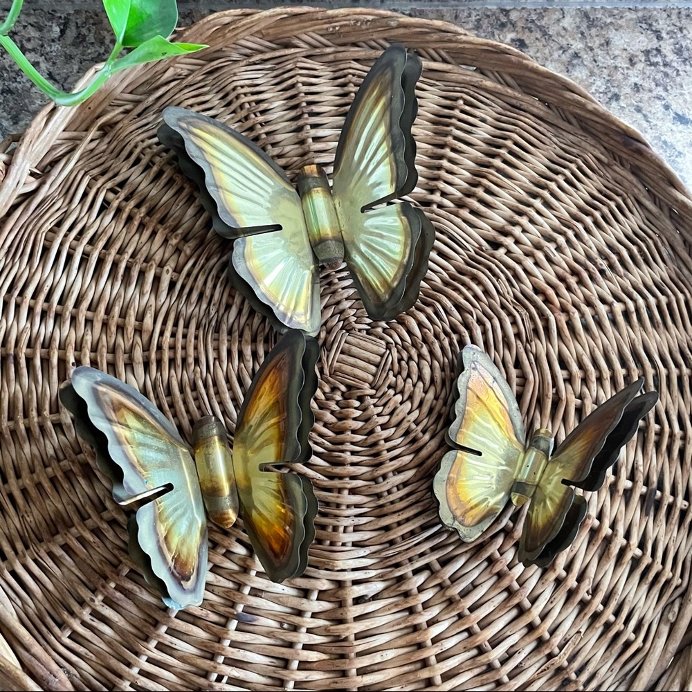 Vintage Brass Butterfly Wall Decor (Set of 3)
